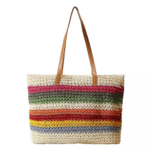 Women's straw handbag, girls' handbag, shoulder bag, beach tote bag, white