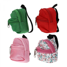 Four mini doll backpacks, cute zippered backpacks, baby DIY doll accessories, random colors, size: 8.00 x 7.00 x 2.00 cm