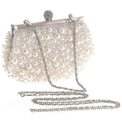 SLDXD Pochette da sera per matrimonio con perle, bianca, regalo speciale