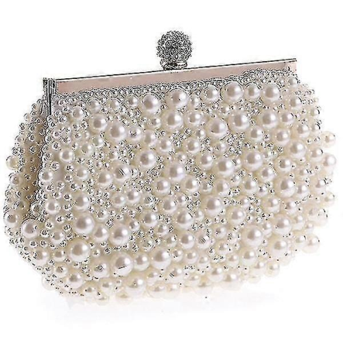 SLDXD Pochette da sera per matrimonio con perle, bianca, regalo speciale 1