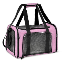 Dog carrier with soft edges, cat pet bag, small travel bag for dogs and cats, foldable and breathable, cat backpack, cat carrier, pink, L (50x34x34cm)