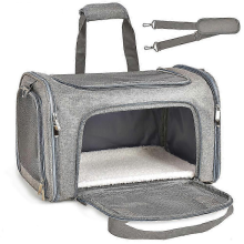 Dog carrier with soft edges, cat pet bag, small dog and cat travel bag, foldable and breathable cat backpack/cat carrier, gray, M (45x30x30cm).