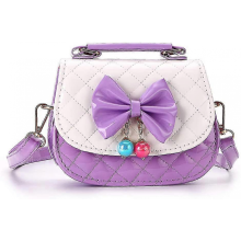Mini-Handtasche mit Schleife aus PU-Leder für kleine Mädchen, modische Mini-Handtasche mit Henkel