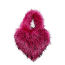 Faux fur heart-shaped bag - Plush crossbody bag - Cute fluffy heart bag - Luxury fashion handbag gift - Kawaii heart tote bag - StylisCOLOR 1