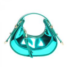 Women's evening clutch, PU leather, elegant and compact, stylish dumpling bag, suitable for parties and proms, silver-green.
