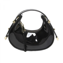 Women's evening clutch, PU leather, elegant and compact, stylish dumpling bag, suitable for parties and proms, silver and black.