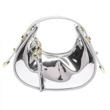 Women's evening clutch, PU leather, elegant and compact, stylish dumpling bag, suitable for parties and prom, silver.