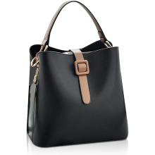 Stylish PU leather bucket bag with a multi-functional shoulder strap and fashionable handbag.