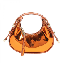 Women's evening clutch, PU leather, elegant and compact, stylish dumpling bag, suitable for parties and proms, silver-orange.