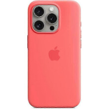 (Guava) For Apple iPhone 15 Pro Silicone Case with MagSafe