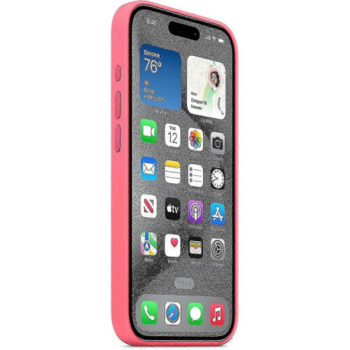 (Pink) For Apple iPhone 15 Pro Silicone Case with MagSafe 2