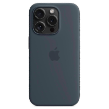 Custodia in silicone blu scuro per iPhone 15 Pro con MagSafe e protezione