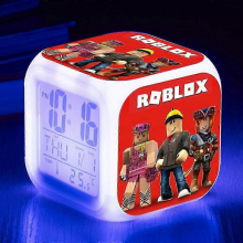 CRoblox Print Digital Alarm Clock 7 Color Changing Game Night Light Led Display Bedside Clock Home Decor Kids Toy Gifts