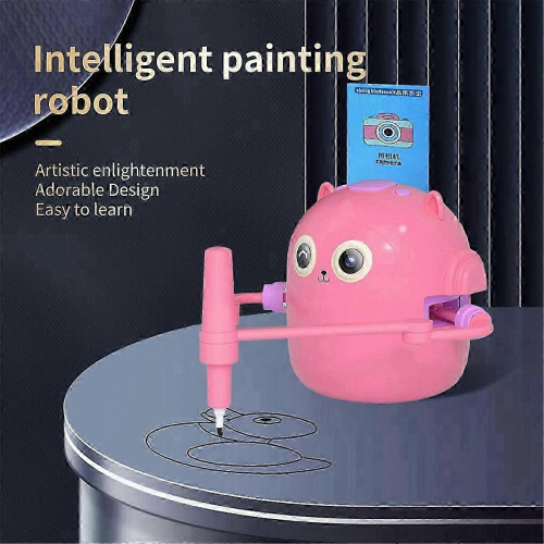Interactive Educational Drawing Robot, 100 Drawing Cards,Intelligent Drawing Robot, Early Educational Drawing Robot Pink 2