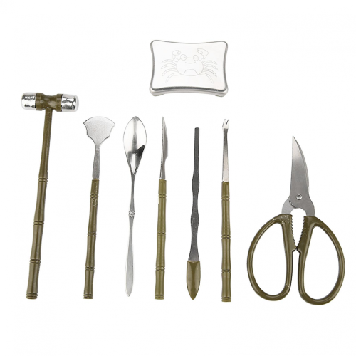 8PCS Lobster Crab Cracker Tools Stainless Steel Seafood Claw Tool Set Gift 2