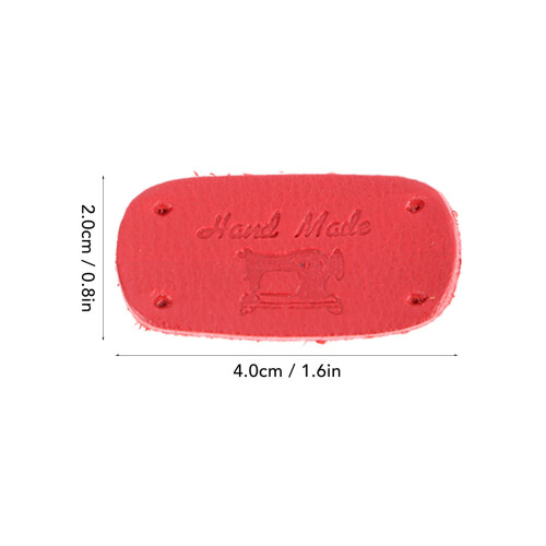 20pcs Leather Tags Soft Embossed DIY Labels Red 1