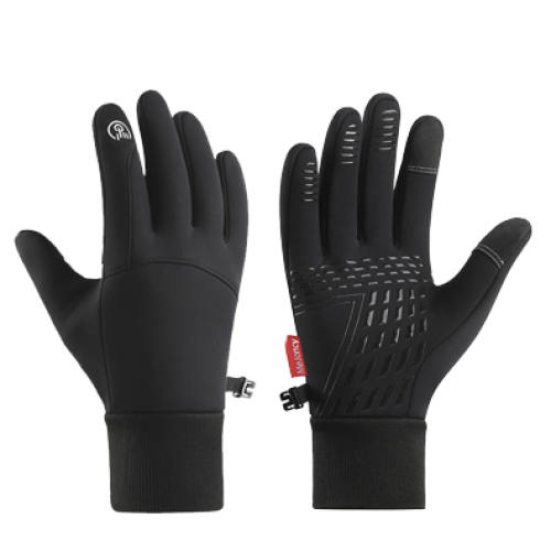 Winter warm gloves, touch screen enabled, windproof / waterproof 1 pair Black L