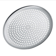 Bandeja para pizza de acero inoxidable, 35,5 cm (14 pulgadas), diseño perforado, superficie antiadherente, resistente, color plateado, para una
