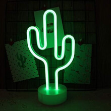 Neon-Schreibtischleuchte mit Batterie- und USB-Anschluss, leuchtend grüne Kaktus-Dekoration, perfektes Geschenk und Dekoration, ideal für