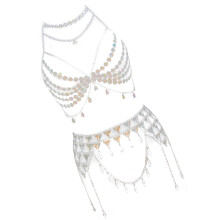 Modisches Körperschmuckset mit Strass-BH und Bauchkette,