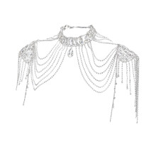 Crystal Tassels Arm Chain Women Body Jewelry Multilayer-Silver