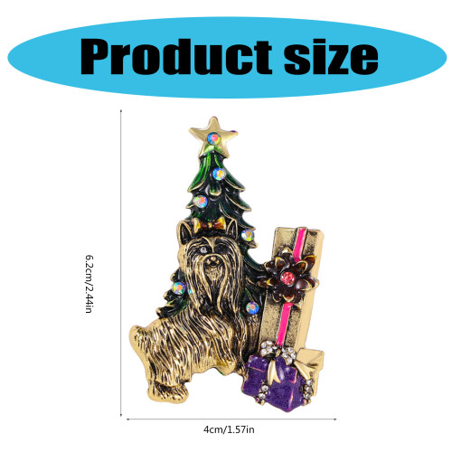 Dekorative schöne Weihnachtsbaum-Brosche mit Hund, robust 2