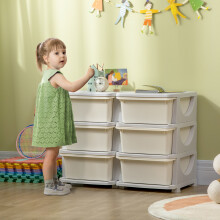 HOMCOM Kids Storage Units with Drawers 3 Tier Chest Dresser Tower Cream