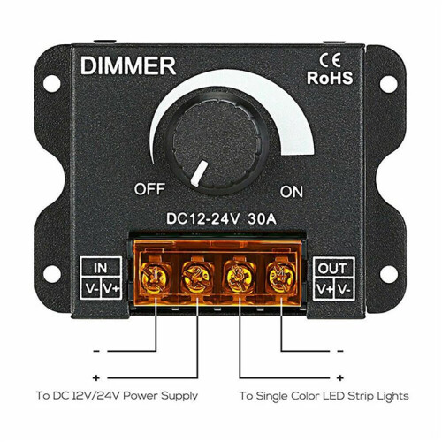 5X LED Light Adjuster  12-24V 30A/No Strobe with Knob  LED Light Bar Brightness Adjuster Dimmer 2