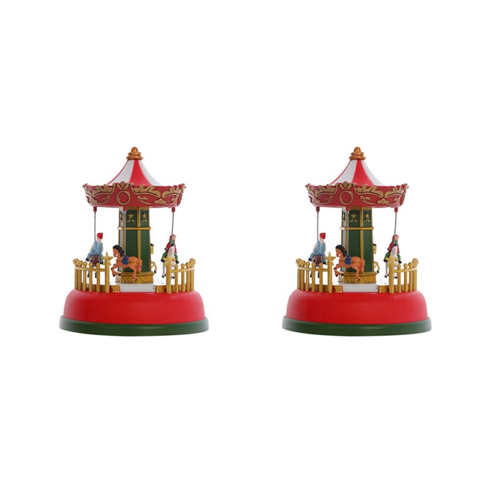 2X Xmas Glowing Music Carousel Wheel Christmas Gifts Christmas Eve Gifts Christmas Ornaments Home Gifts A Exogio