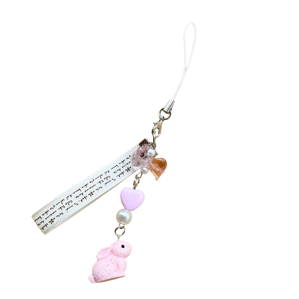 Decorative Strawberry Phone Charm Lanyard- Lanyard Style Pink 7732000746093