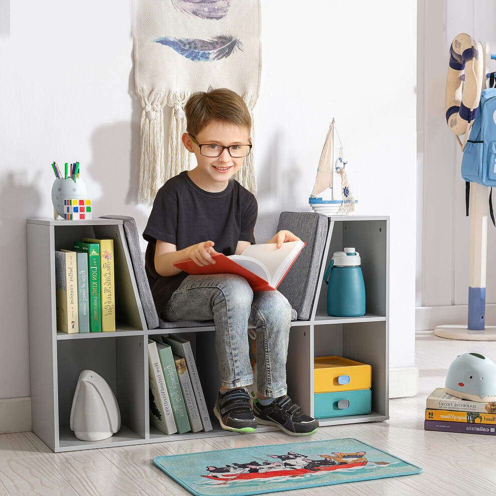 Homcom Kids Cabinet W/ Six Compartments For Toys, Clothes, Books - Grey
