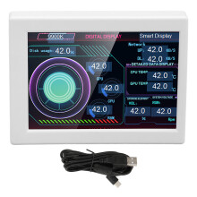 Monitor de temperatura de hardware da CPU com mini display IPS, monitoramento de dados em tempo real, tela secundária USB com rotação de 360 graus