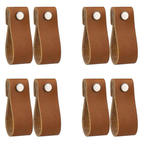 Leather Drawer Pulls 8 Pcs Leather Dresser Knobs Handmade Pure Leather Handles for Cabinet Doors An Tw