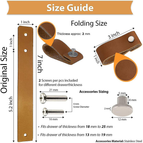 Leather Drawer Pulls 8 Pcs Leather Dresser Knobs Handmade Pure Leather Handles for Cabinet Doors An Tw 2