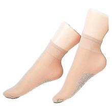 (1 Pairs, natural color) Tourmaline Ionic Body Shaping Stretch Socks Negative Ions Shaping Elastic Socks Tw