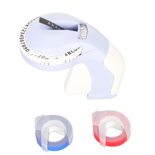 Embossing Label Maker With 3D Effect Labels, Portable Design Handheld Label Printer, No Ink Required Customisable Text Waterproof Lightweight For