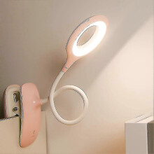 (Pink) Led Clip-on Reading Lamp Dimmable Eye Protection Table Lamp Tw