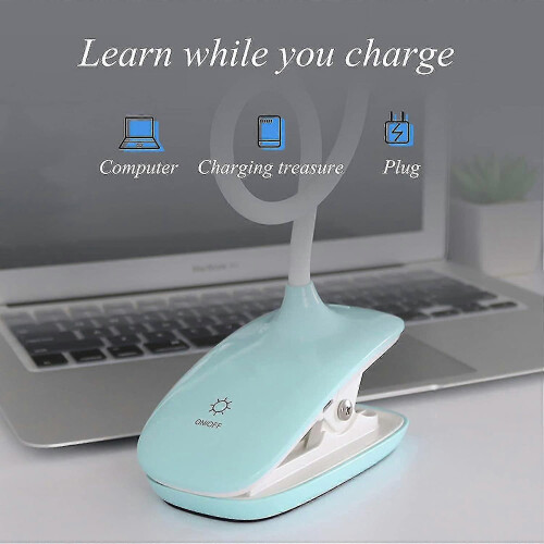 (Blue) Led Clip-on Reading Lamp Dimmable Eye Protection Table Lamp Tw 1