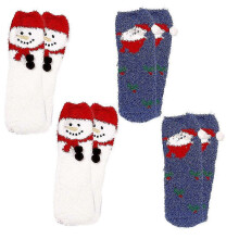 (multicolor, C) Christmas Coral-wool Embroidered Three-dimensional Cartoon Socks 4 pairs