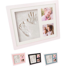 Handprint and Footprint Photo Frame Clay Kit with 4 Colour Backing Cards Customisable Memorable Keepsake Gif