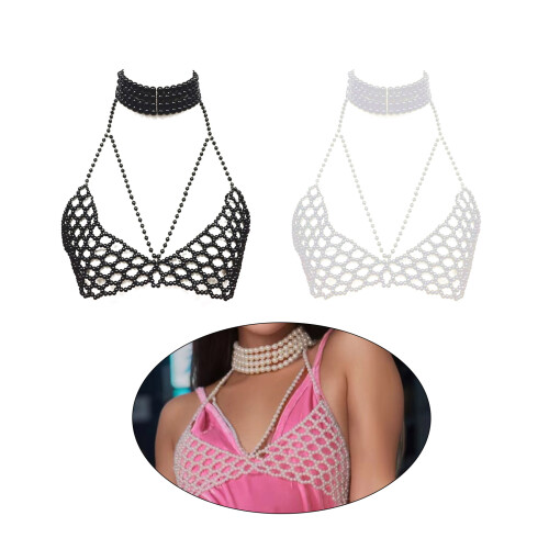 Draagbare handgemaakte parels body chain verstelbare-Wit 2