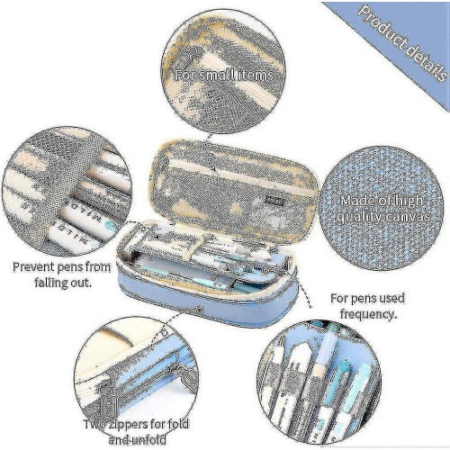 (Light Blue) Large Capacity Pencil Case Large Capacity Storage Bag Storage Box Tw 2