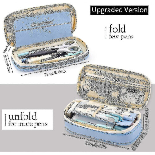 (Light Blue) Large Capacity Pencil Case Large Capacity Storage Bag Storage Box Tw 1
