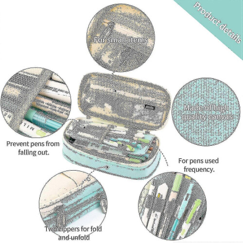 (Cyan) Large Capacity Pencil Case Large Capacity Storage Bag Storage Box Tw 1