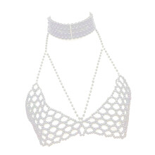 Draagbare handgemaakte parels body chain verstelbare-Wit
