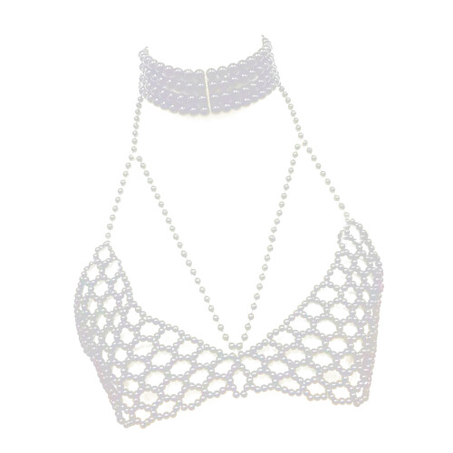 Draagbare handgemaakte parels body chain verstelbare-Wit
