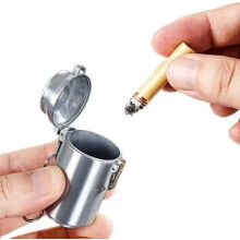 2 Pcs Portable Mini Ashtray Keychain Pill Box Pocket Metal Can Case Trash Bin Container for Travel Car Home Office Camping