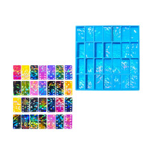 Creative 28 Slots Sturdy Silicone Dominoes Mold for Resin-Blue