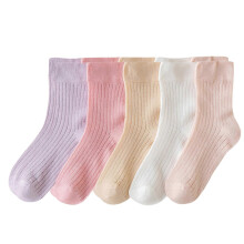 (M, pink) 5 Pair Soft & Comfortable Girls Socks Boy Crew Socks In Tube Socks Fashionable Calf Length Socks Breathable for School  Girls cheating