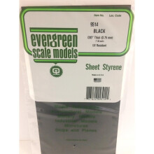 EverGreen EVG9514 0.03 in. 6 x 12 in. Styrene Black Sheet Railroad Scratch Building Supply, Pack of 2